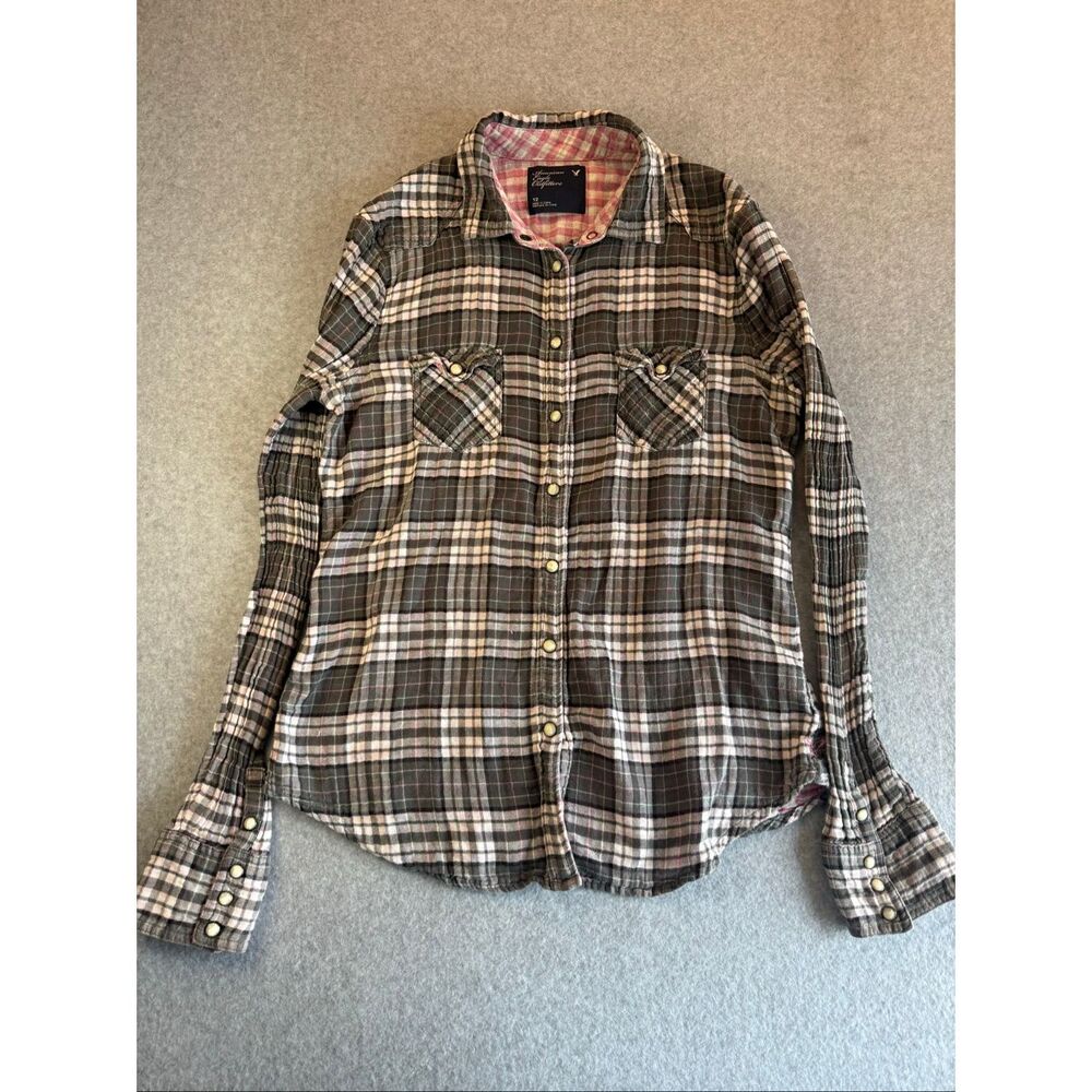 American Eagle Outfitters Pearl Snap Plaid Top 2009 12